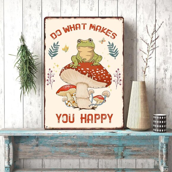 Whimsical Frog on Mushroom Tin Sign (NWT) - Picture 5 of 7